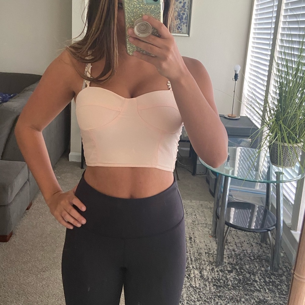 Pink flower crop top